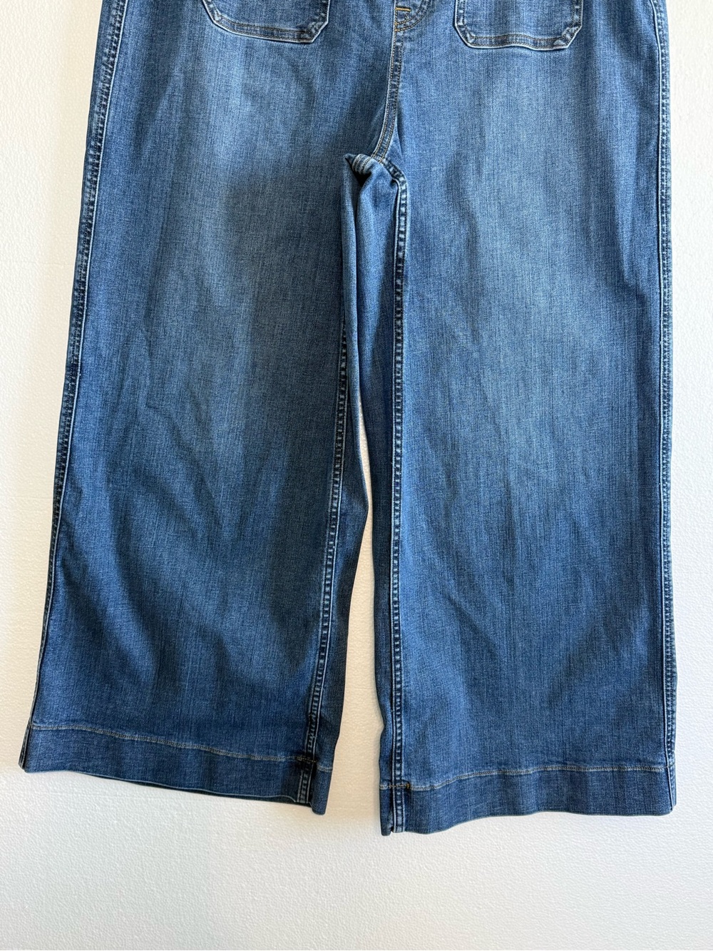 Spanx High Rise Cropped Wide Leg Jeans Blue Wash Women Size XL - Picture 5 of 13